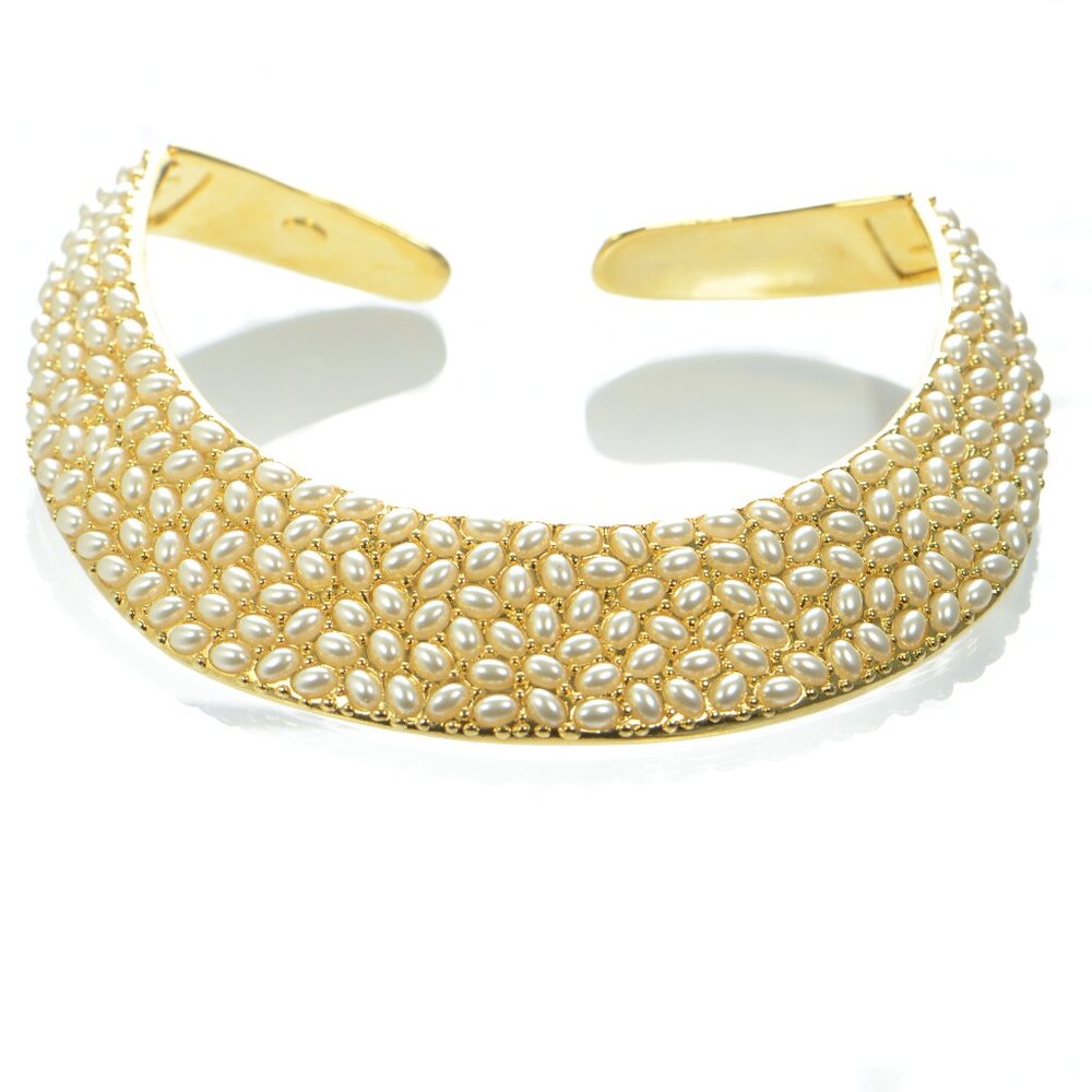 Vintage Kenneth Jay Lane Kjl Hinged Pearl Bib Col… - image 2